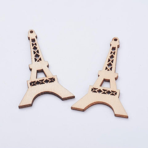 (WB5262) Wood Big Pendants, Eiffel Tower, BlanchedAlmond 59MM Wood Big Pendants, Eiffel Tower, BlanchedAlmond Size: about 33mm wide, 59mm long, 2.5mm thick, hole: 2mm.