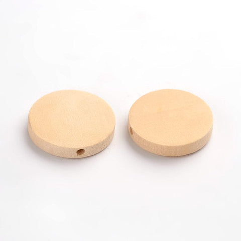 (WB5271) Wood Beads, Lead Free, Flat Round, Moccasin 25MM Wood Beads, Lead Free, Flat Round, Moccasin Size: about 25mm in diameter, 5mm thick, hole: 2mm.