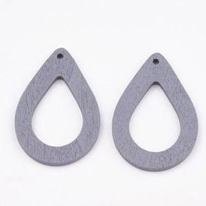 (WB5722) Pear Wood Pendants, Dyed, Drop, SlateGray Size: about 37mm long Pear Wood Pendants, Dyed, Drop, SlateGray Size: about 37mm long, 25mm wide, 3mm thick, hole: 1.8mm