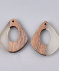 (WB6006) Resin & Wood Pendants, Drop, WhiteSmoke Size: about 32.5mm long, (2 PCS) Resin & Wood Pendants, Drop, WhiteSmoke Size: about 32.5mm long, 27.5mm wide, 2.5~4mm thick, hole: 1.5mm.