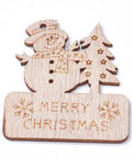 (WB6047) Wooden Big , Snowman and Merry Christmas, about 68.5mm long,, (4 PCS) Undyed Wooden Big Pendants, Snowman and Christmas Tree, with Word Merry Christmas, BurlyWood Size: about 68.5mm long, 59mm wide, 2.5mm thick, hole: 2.5mm.