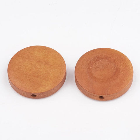 NATURAL (WB8445-04) (WB8445-X) Natural Pear Wood Beads, Dyed, Flat Round, 20x5mm (20 PCS) (WB8445-X) Natural Pear Wood Beads, Dyed, Flat Round, 20x5mm (20 PCS)