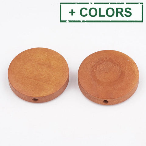(WB8445-X) Natural Pear Wood Beads, Dyed, Flat Round, 20x5mm (20 PCS) (WB8445-X) Natural Pear Wood Beads, Dyed, Flat Round, 20x5mm (20 PCS)