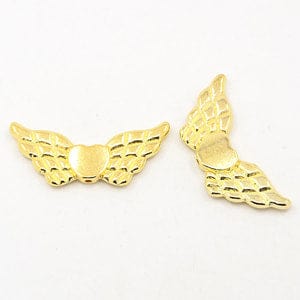 (WL5697) Golden Color, Wing with Heart about 41.5mm Tibetan Silver Beads, Lead Free & Cadmium Free & Nickel Free, Golden Color, Wing with Heart about 41.5mm long, 18mm wide, 4mm thick, hole: 2mm