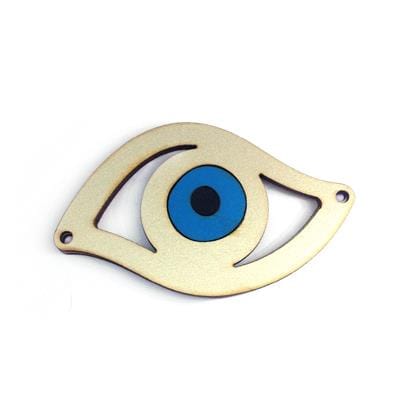 Wood Eye Pendant 80mm (GE4522) Wooden Pendant Eye 80x47mm Perlised Gold