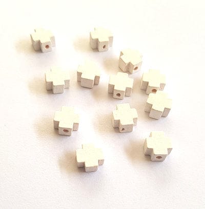 WHITE Wooden Cross Slider Beads Wooden Cross Slider Beads