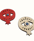 Wooden Pomegranate Pendant with Eye, 60x70mm Wooden Pomegranate Pendant with Eye, 60x70mm