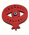 RED Wooden Pomegranate Pendant with Eye, 60x70mm Wooden Pomegranate Pendant with Eye, 60x70mm