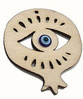 NATURAL Wooden Pomegranate Pendant with Eye, 60x70mm Wooden Pomegranate Pendant with Eye, 60x70mm