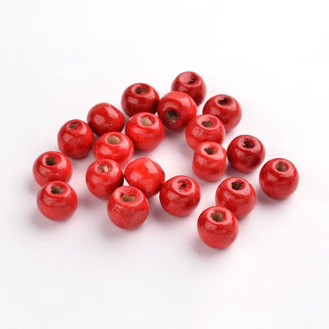 Wooden Rondelle Beads, Dyed, Red, 8mm Wood Beads, Rondelle, Lead Free, Dyed, Red Beads: 8mm in diameter, hole:3mm