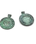 (X668704) GREEN PATINA PENDANT ROUND 28MM (2 PCS) (X668704) GREEN PATINA PENDANT ROUND 28MM (2 PCS)