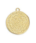 24KT GOLD PLATED Zamak Pendant Charm Disc of Phaistos 20mm Zamak Pendant Charm Disc of Phaistos 20mm